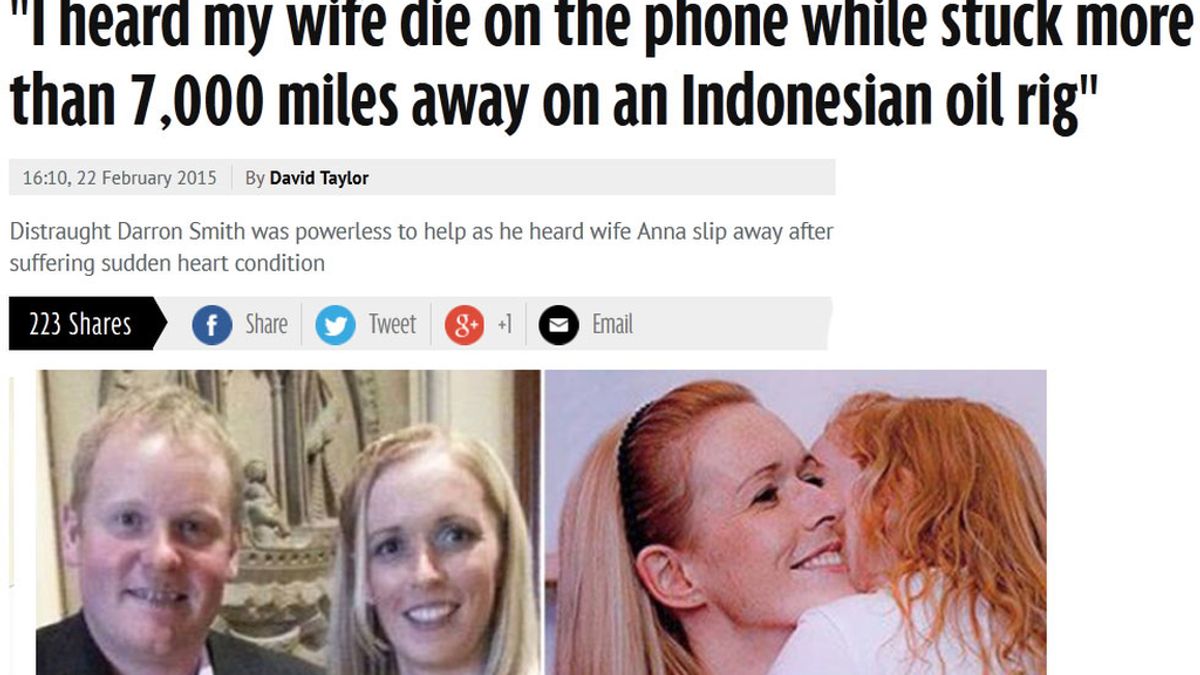 Su mujer fallece inesperadamente cuando hablaban por teléfono
