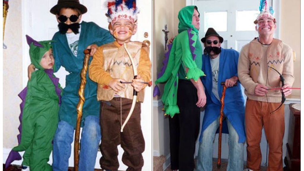 Tres hermanos recrean las fotos de su infancia para su madre