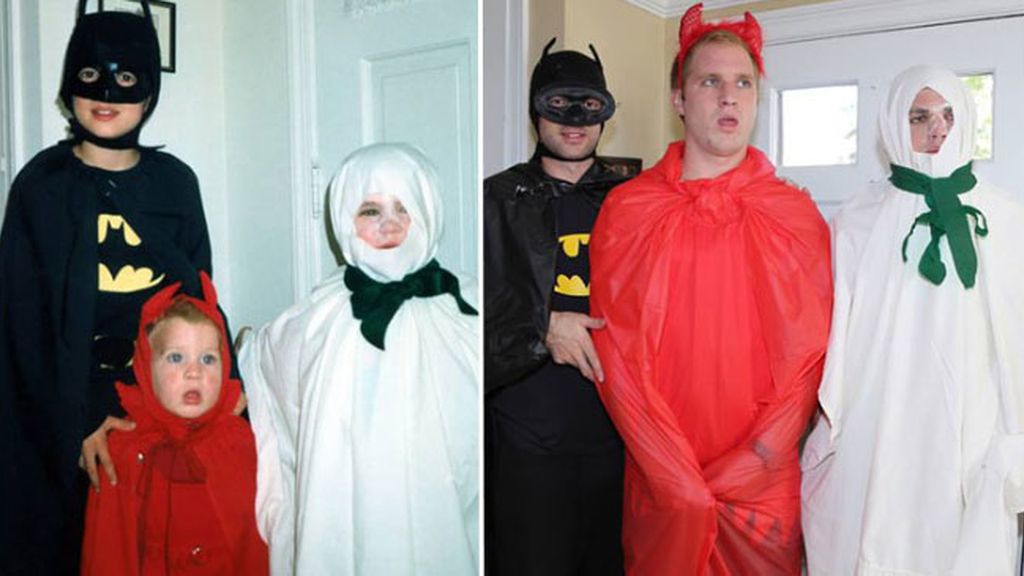 Tres hermanos recrean las fotos de su infancia para su madre