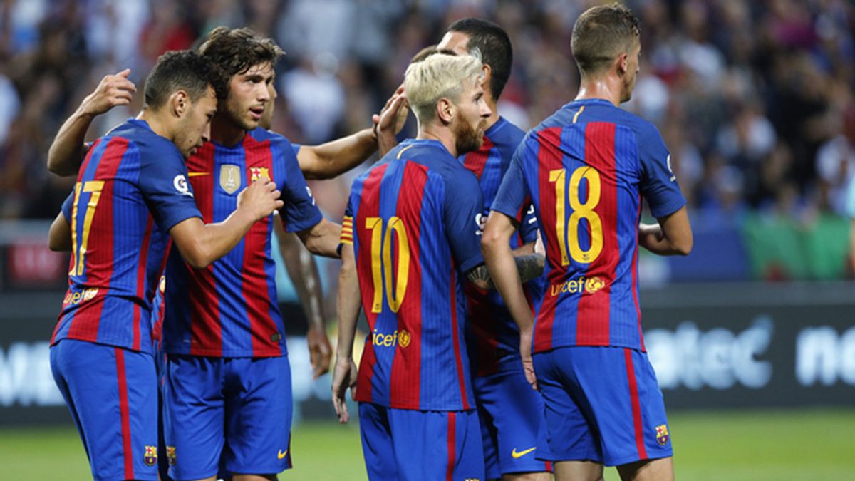 El Barcelona se impone al Leicester con el acierto de Messi y Munir