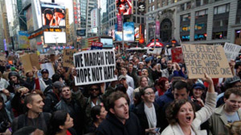 Protesta en Times Square de los 'indignados' neoyorquinos