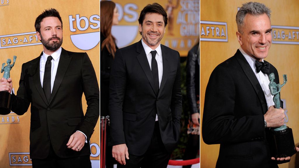 Bardem se quedó sin premio por su papel en Skyfall mientras que Affleck y Day-Lewis posaron con el suyo