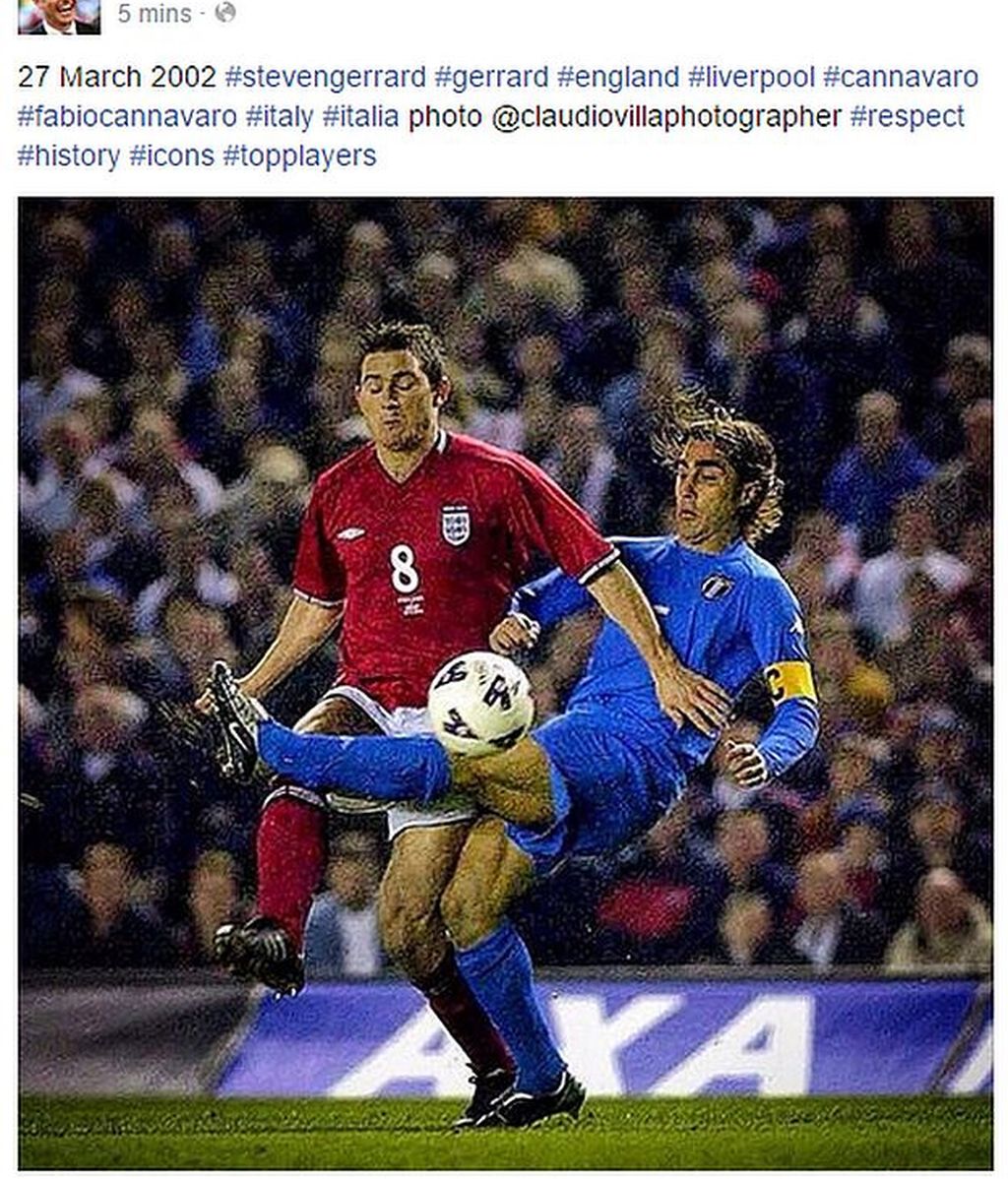 Fabio Cannavaro confunde a Steven Gerrard con Frank Lampard