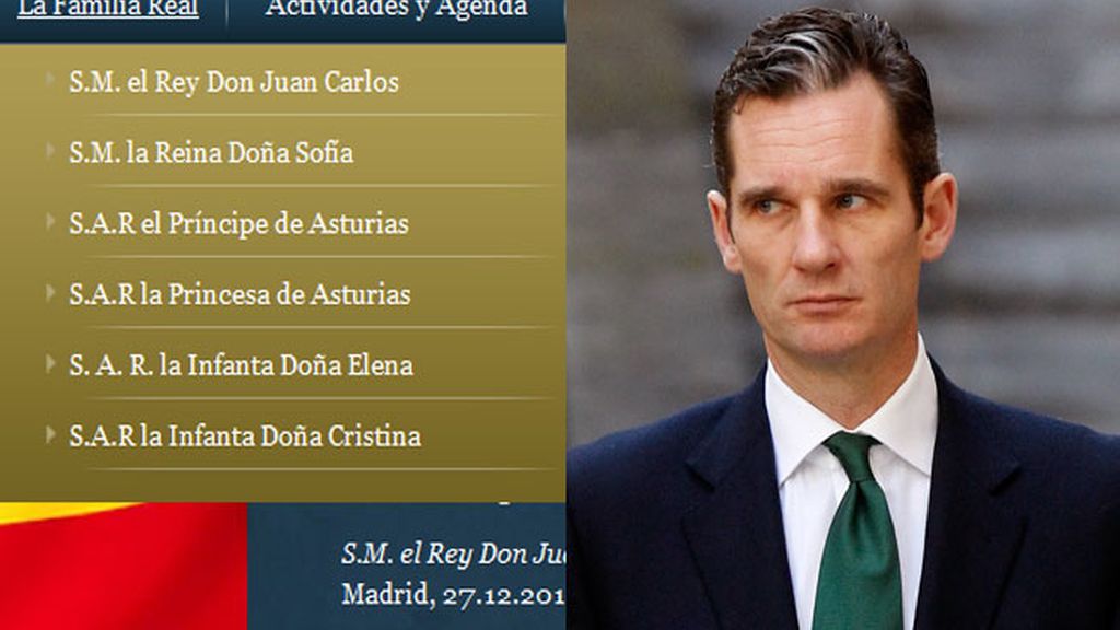 Lista de la Familia Real en la web e Iñaki Urdangarin Lista de la Familia Real en la web e Iñaki Urdangarin