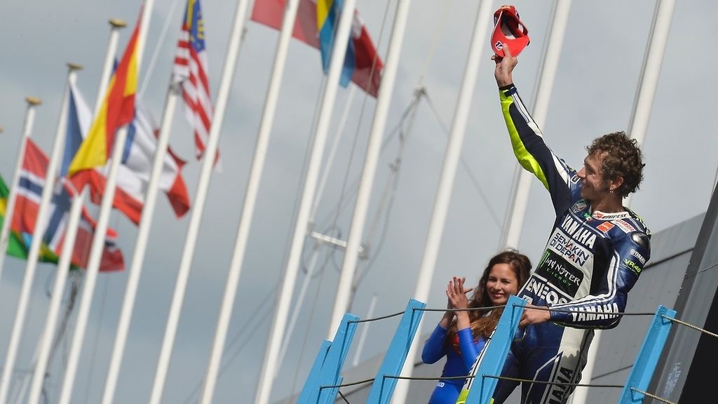 Así celebró Valentino Rossi la victoria en Assen