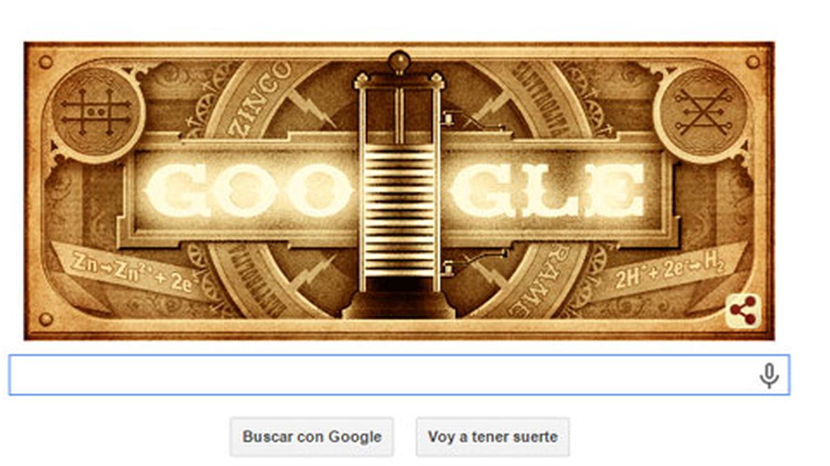 doodle Alessandro Volta, doodle Google, google