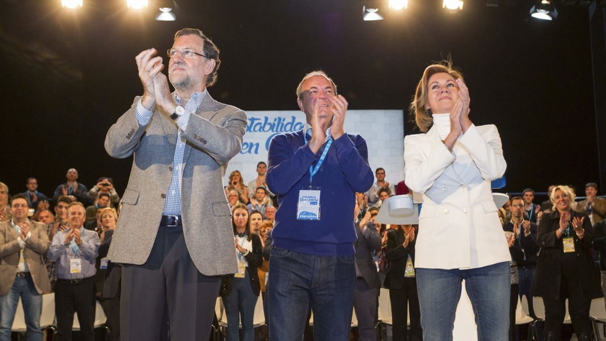 Rajoy junto a Cospedal y a Monago