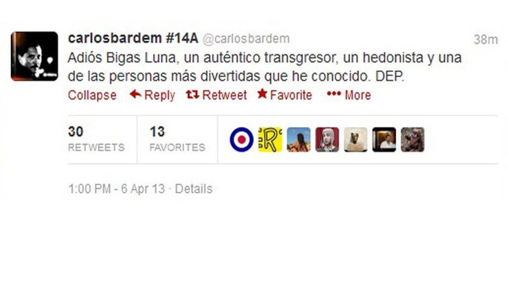 El mundo del cine homenajea a Bigas Luna en Twitter