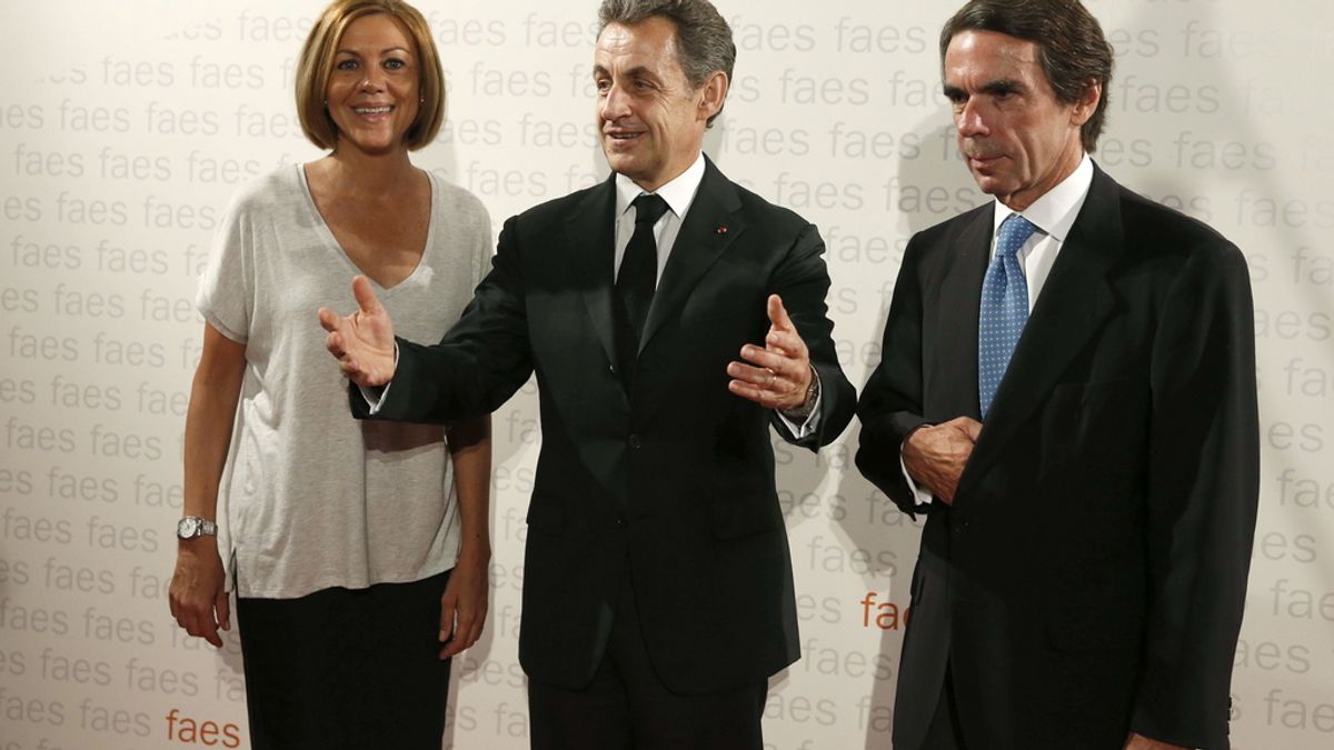 María Dolores de Cospedal, Nicolás Sarkozy y José María Aznar