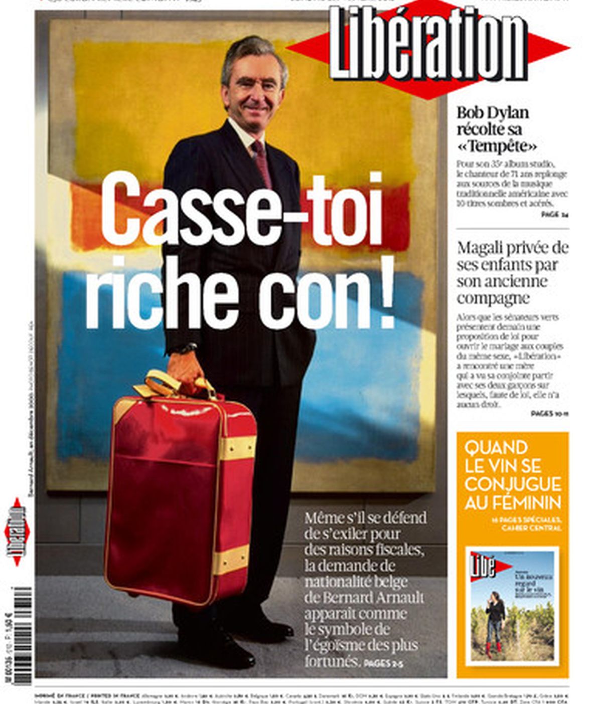 ¡Largate: rico gilipollas! Liberation le dedica una portada al hombre más rico de Francia Bernard Arnault tras conocerse que pide la nacionalidad belga