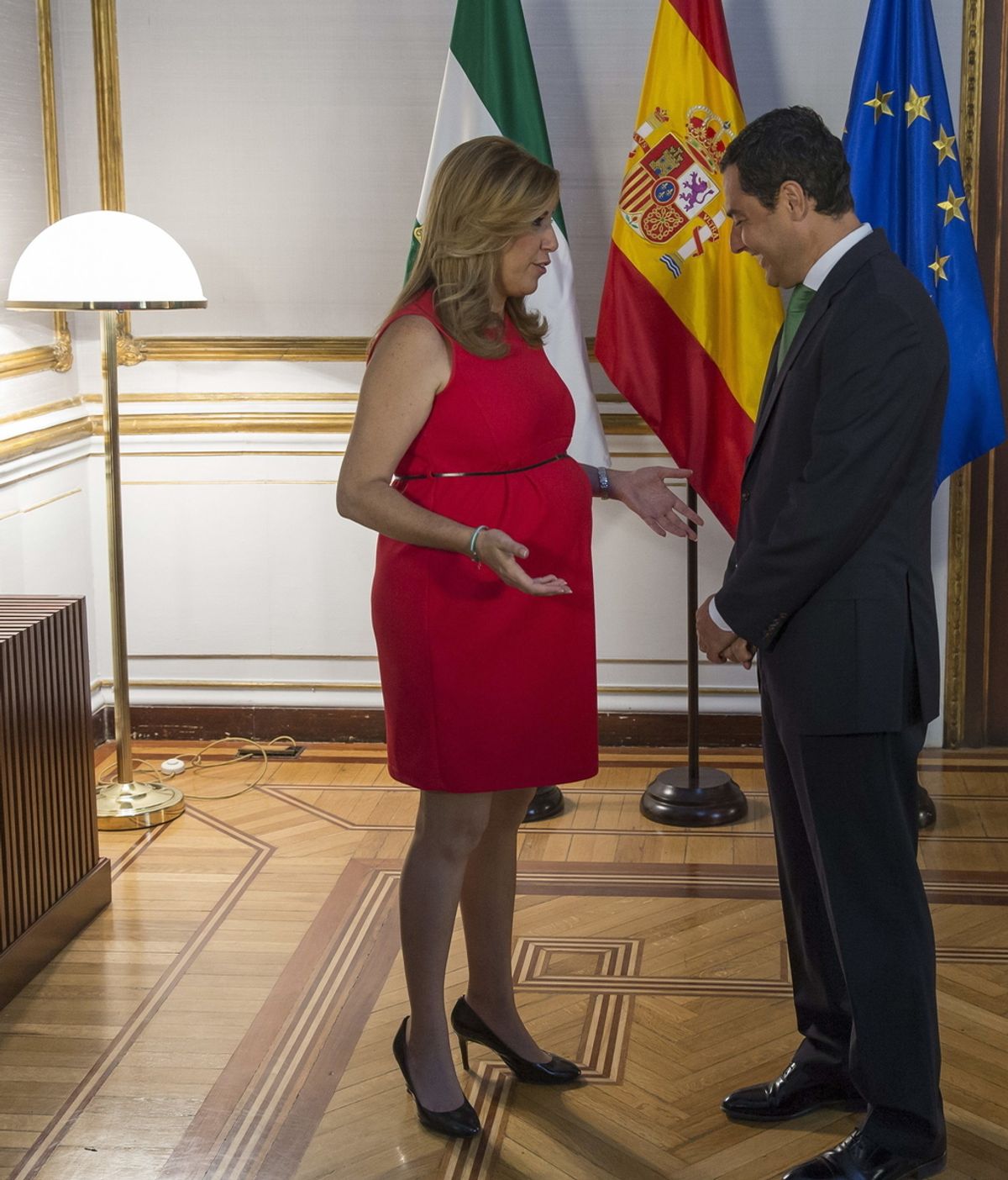 Susana Díaz, presidenta en funciones de la Junta de Andalucía, se reúne con Juanma Moreno (PP)