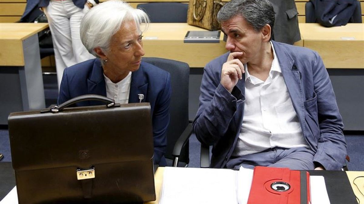 Christine Lagarde (FMI) y Euclid Tsakalotos (ministro de Economía griego)