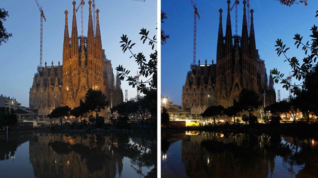 La Sagrada Familia se oscurece por la Hora del Planeta