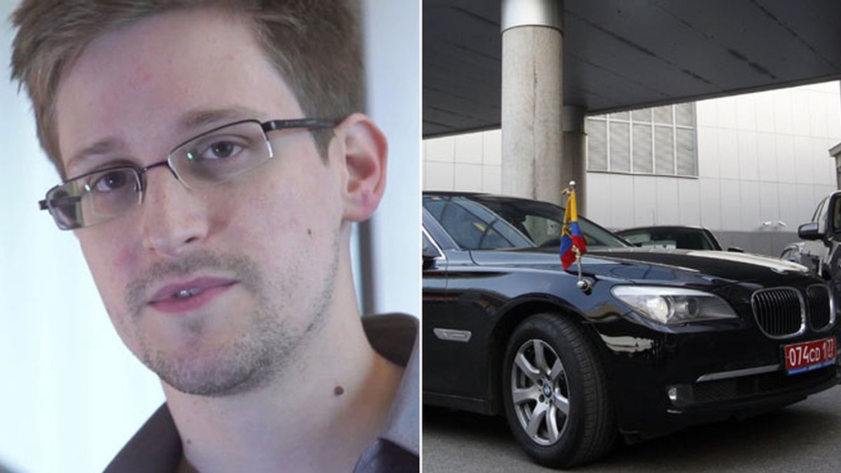 Edward Snowden y el coche oficial del embajador de Ecuador en Moscú. Foto: Efe/Reuters