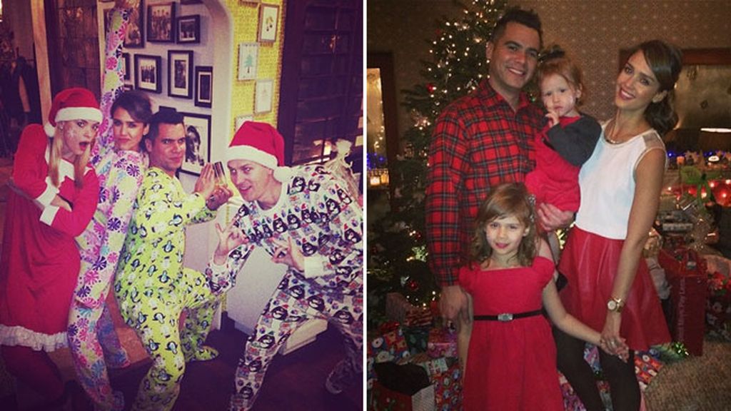 Fiesta de pijamas para recibir a Santa en casa de Jessica Alba