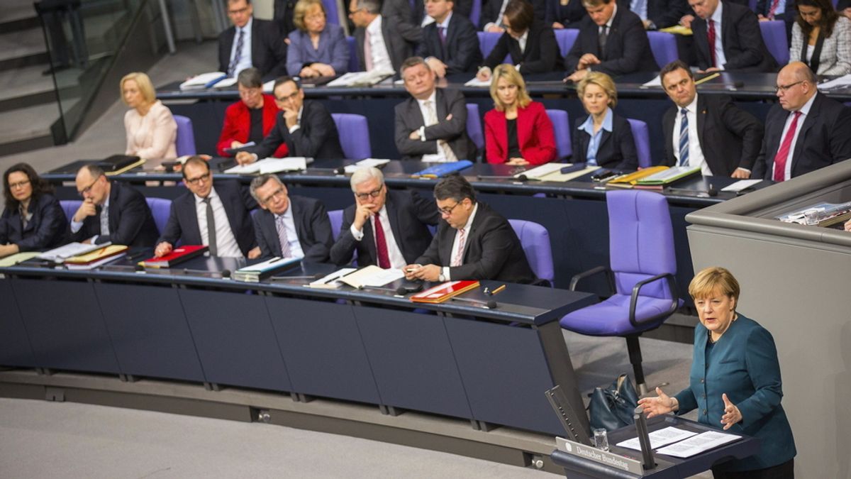 Angela Merkel, en la Cámara Baja del Parlamento alemán