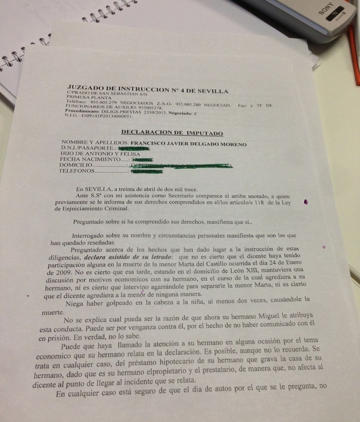 "Puede que mi hermano me acuse del asesinato de Marta por venganza o por no visitarle en la cárcel"