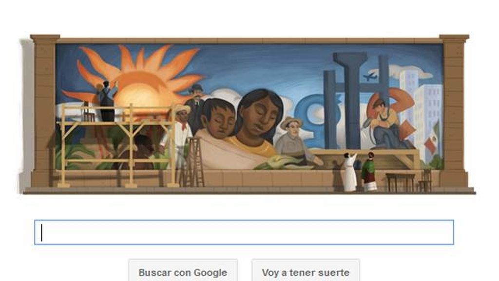El mural del pintor mexicano, el nuevo doodle del buscador que rinde así homenaje al famoso artista.