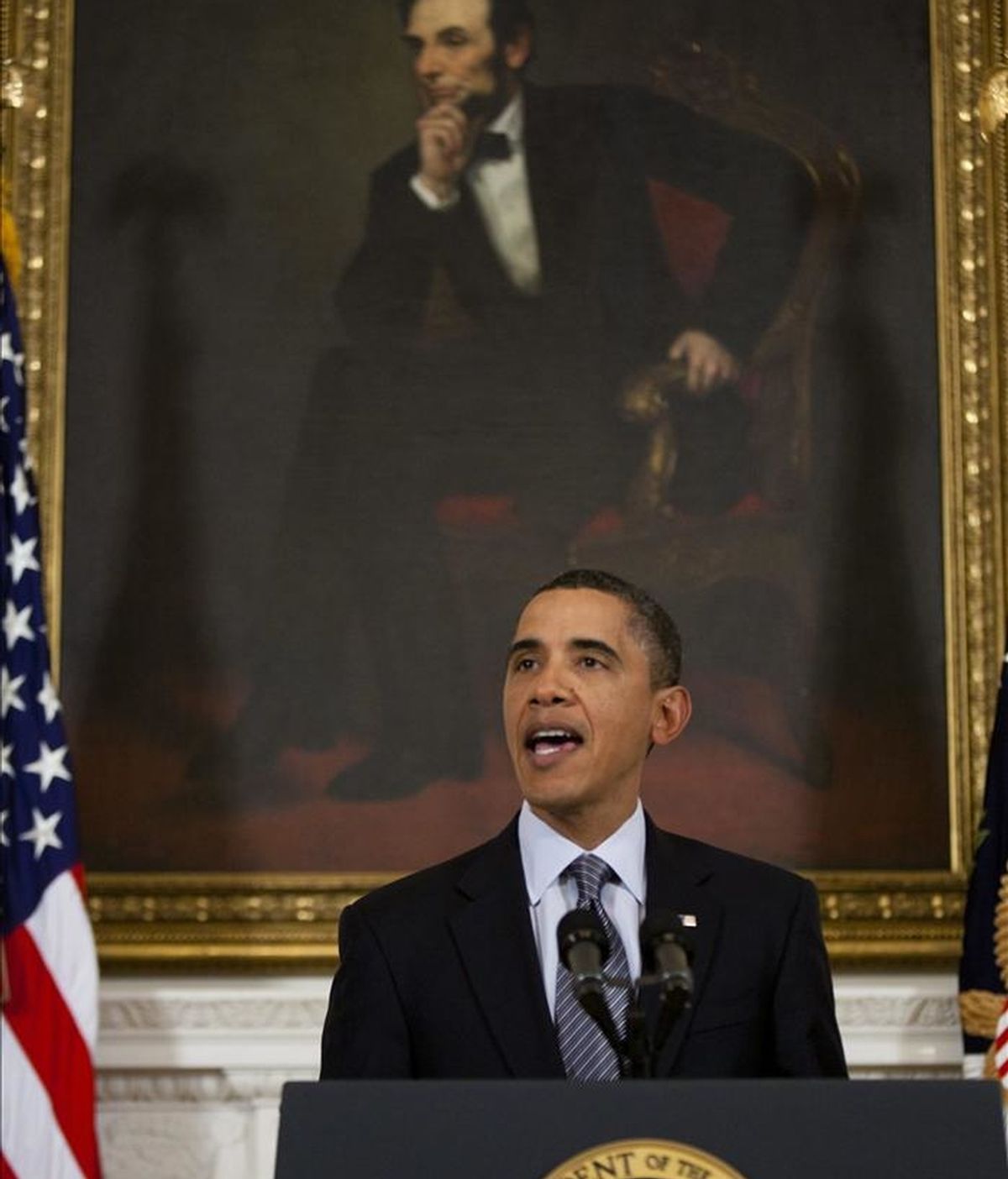 El presidente de Estados Unidos, Barack Obama, da un discurso en la Casa Blanca en Washington D.C (EEUU), sobre la situación de Egipto. EFE