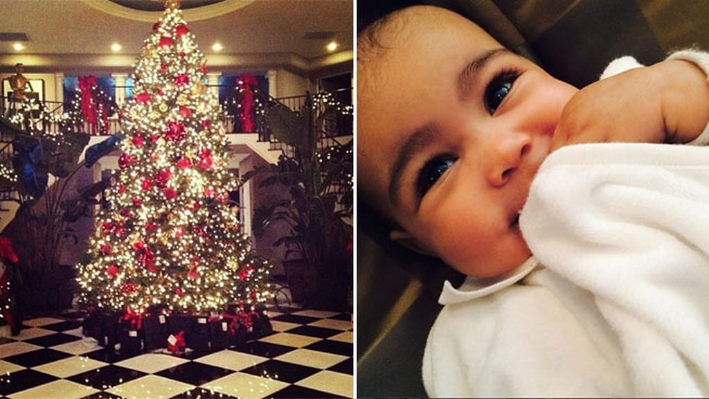Un impresionante árbol de Navidad con lujosos regalos para North West