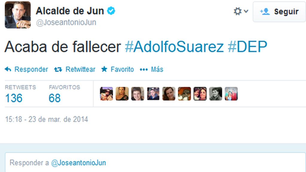 Twitter muestra su dolor por la muerte de Suárez