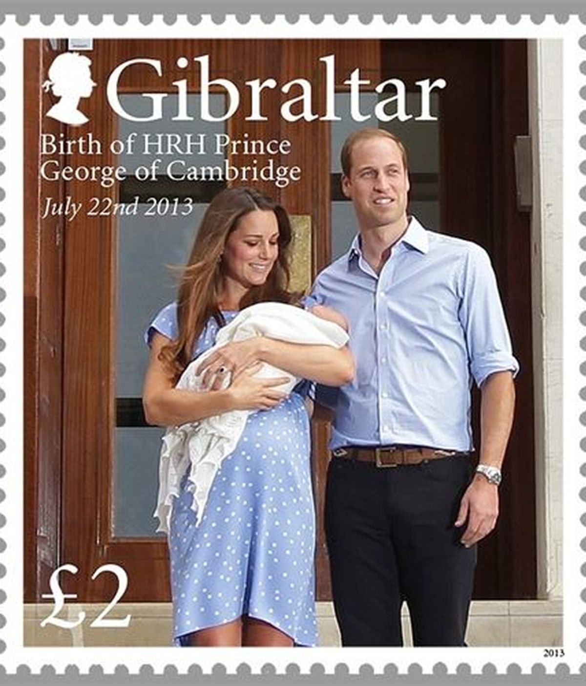 El sello homenaje al príncipe Jorge de Cambridge emitido por Gibraltar