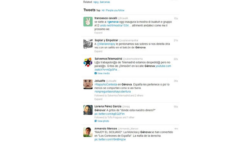 Génova, la guarida del PP, protagonista en Twitter
