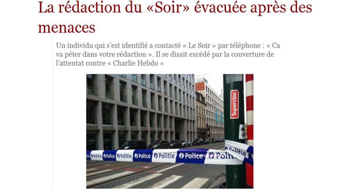 Evacuada la redacción en Bruselas del diario belga 'Le Soir' por una amenaza de bomba