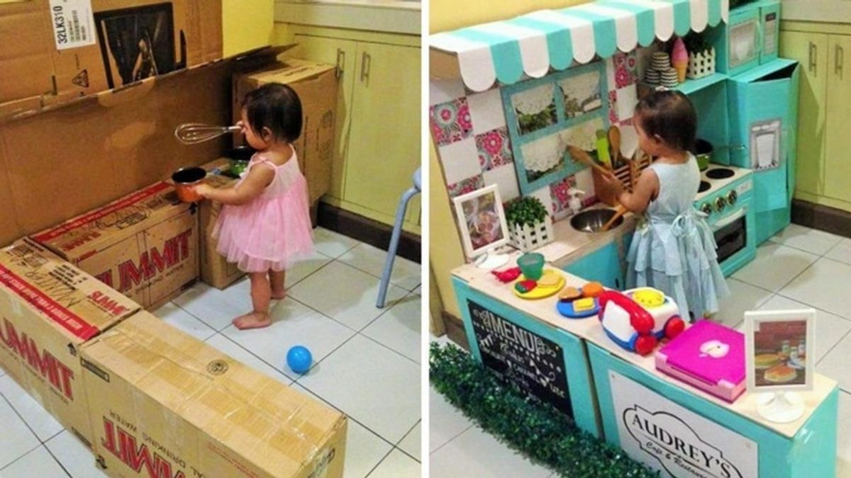 Construye una cocina de cartón para su hija