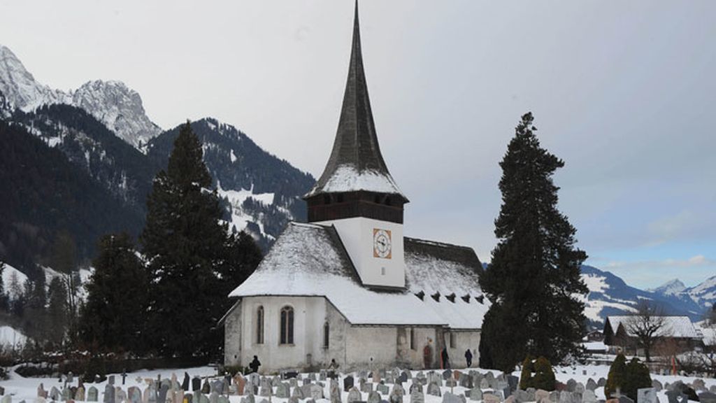 La iglesia, situada en la comarca de Gstaad, donde tuvo lugar la ceremonia