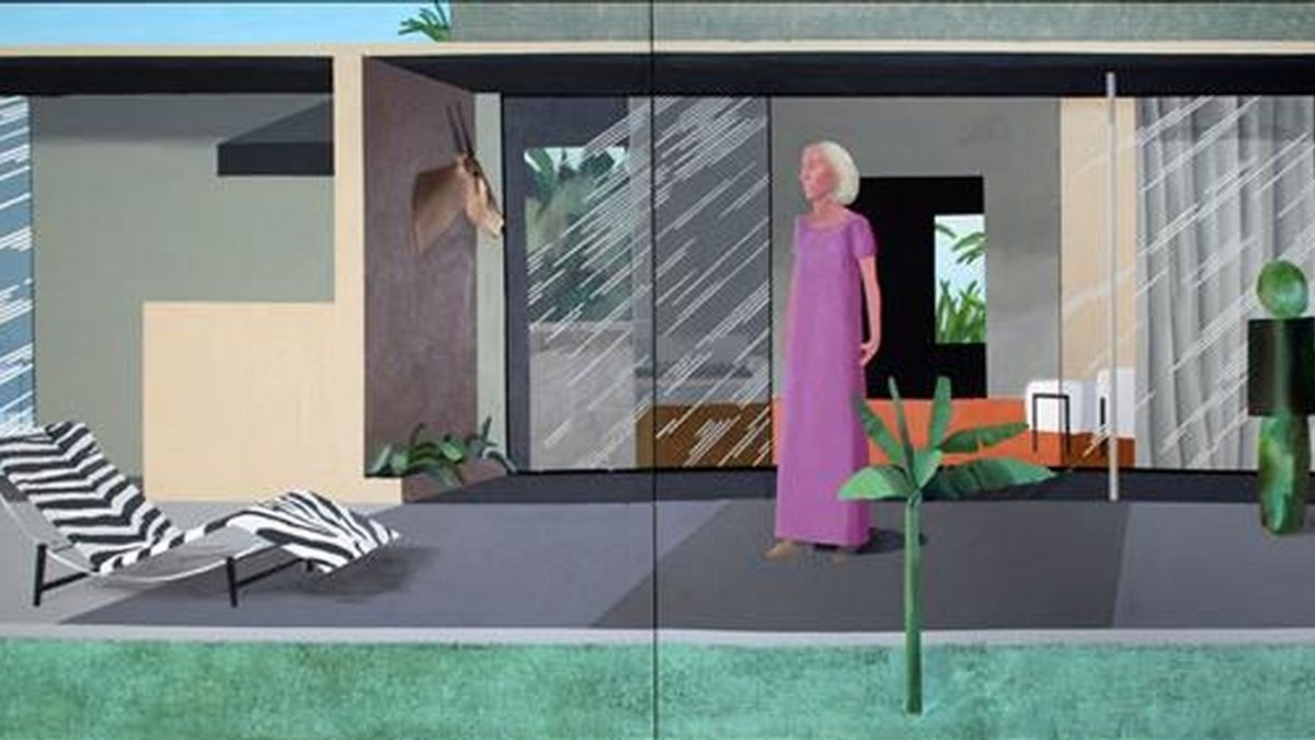 Reproducción de la obra "Beverly Hills Housewife" del considerado por muchos como el padre del "pop art" británico, David Hockney, la cual saldrá a la venta en seis millones de dólares durante la puja de arte contemporáneo y de posguerra que se celebrará el próximo 13 de mayo. EFE