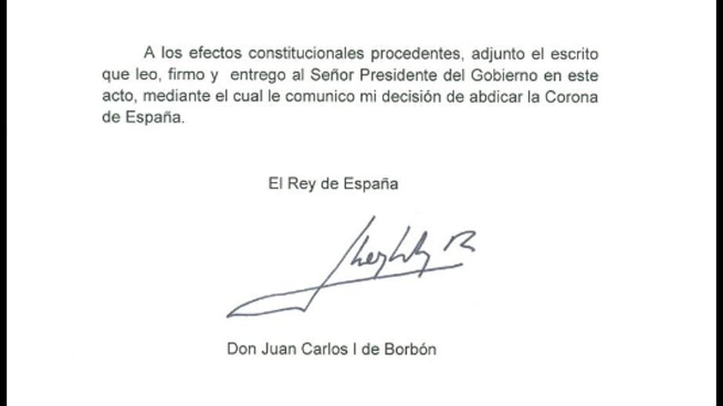 El Rey Juan Carlos renuncia al trono