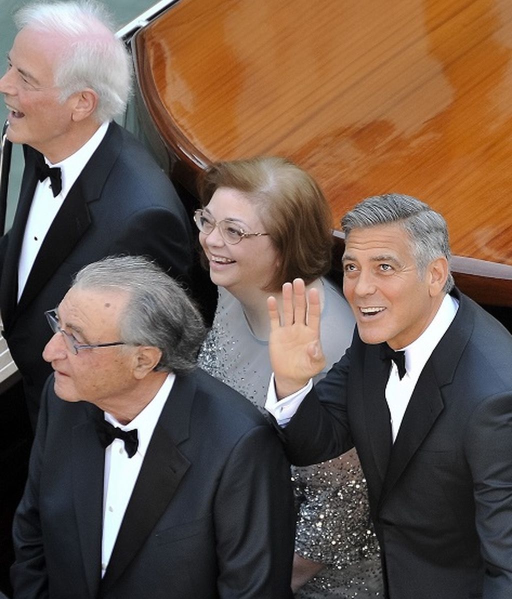 George Clooney junto a su padre Nick y la madre de Amal, Ramzi Alamuddin