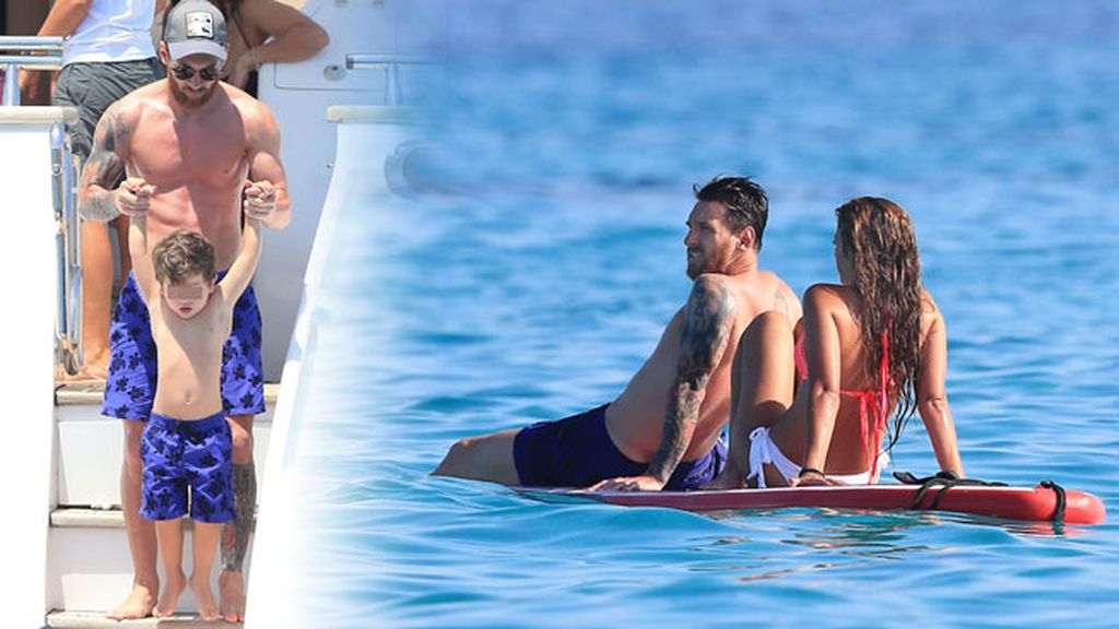 Bañador de tortugas a juego con su hijo y yate en Ibiza: las vacaciones de Messi
