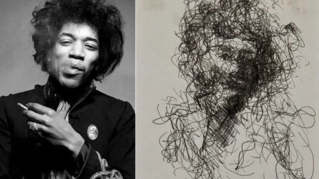 Arte a bolígrafo de Jimi Hendrix
