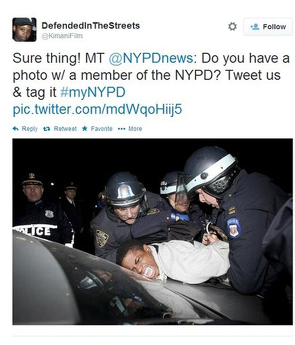La policía de Nueva York se estrella en Twitter