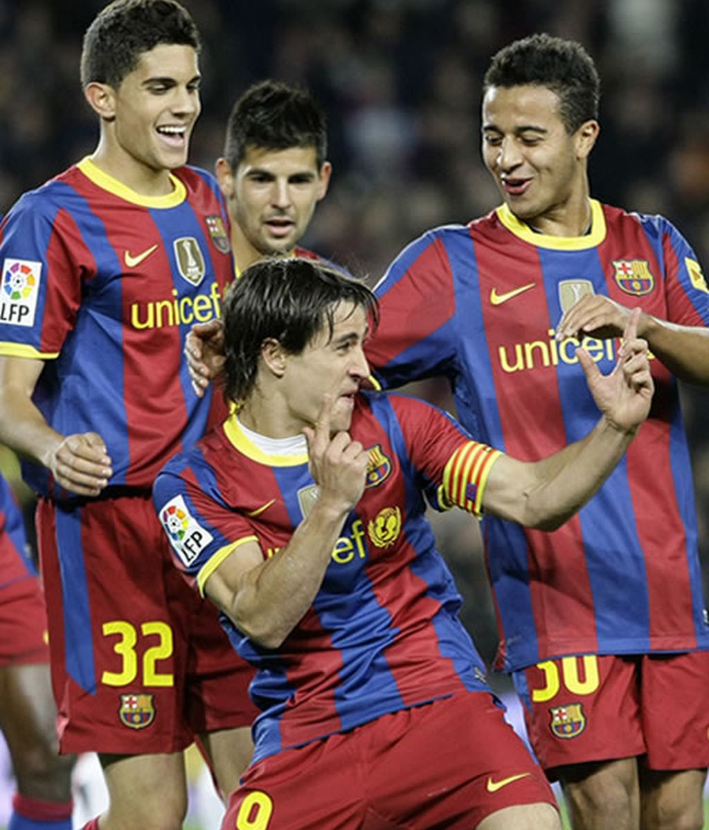 Boján celebrando el cuatro gol del Barça frente al Ceuta
