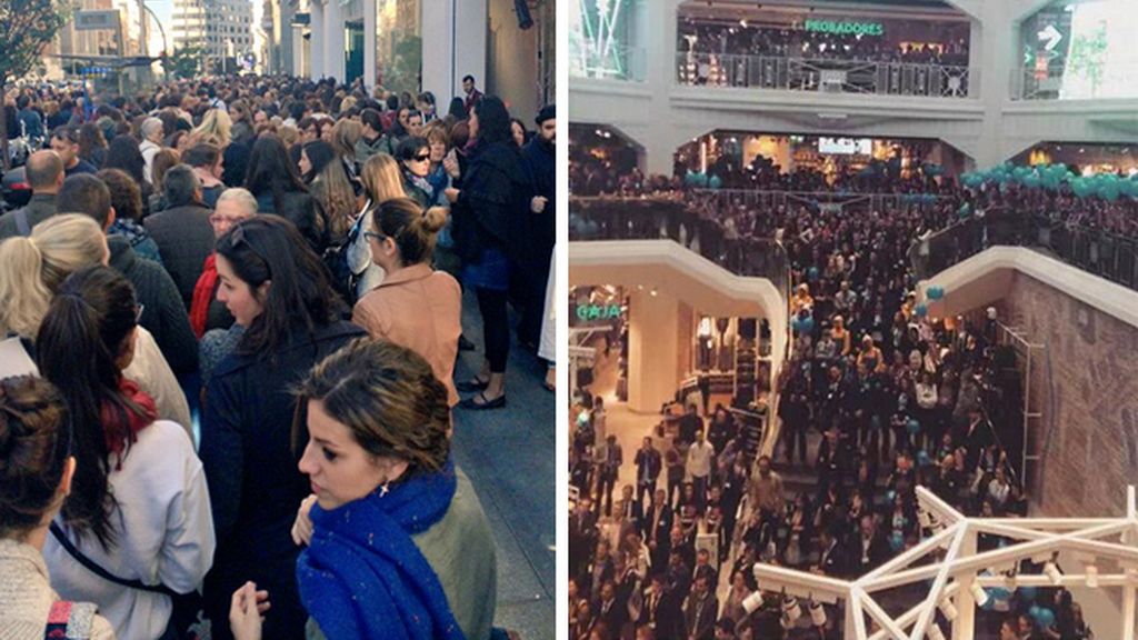 Colas en la Gran Vía de Madrid para entrar en el Primark 