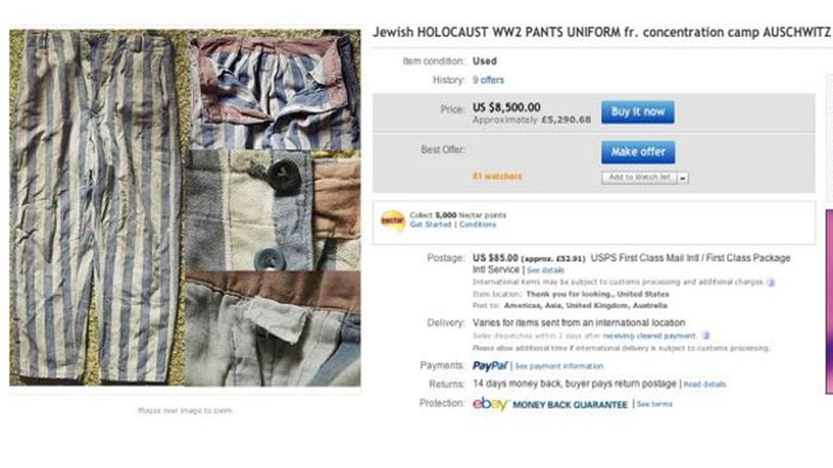 Indignación por la venta de objetos de campos de concentración nazi en eBay