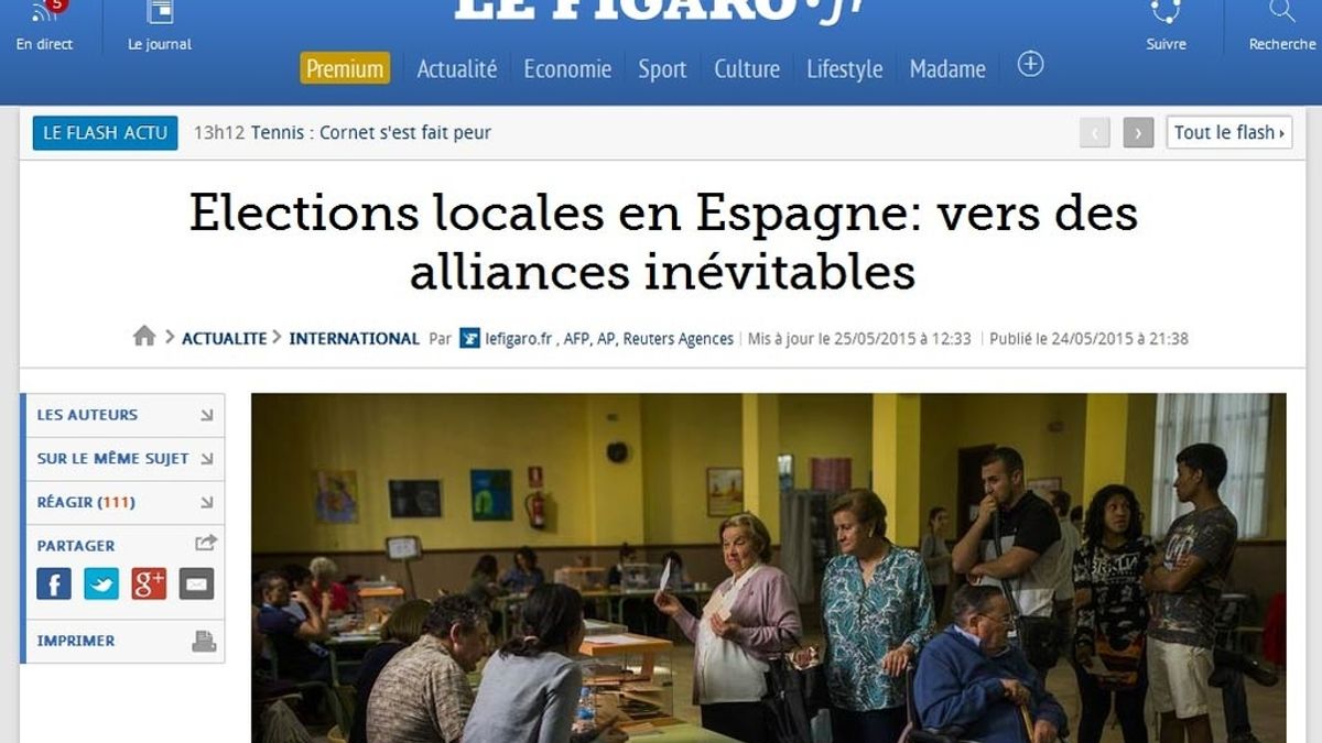 Le Figaro señala que los resultados electorales en España abocan inevitablemente a las alianzas
