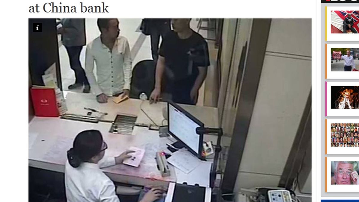 La víctima de un robo se encuentra con el ladrón en un banco intentando usar su tarjeta