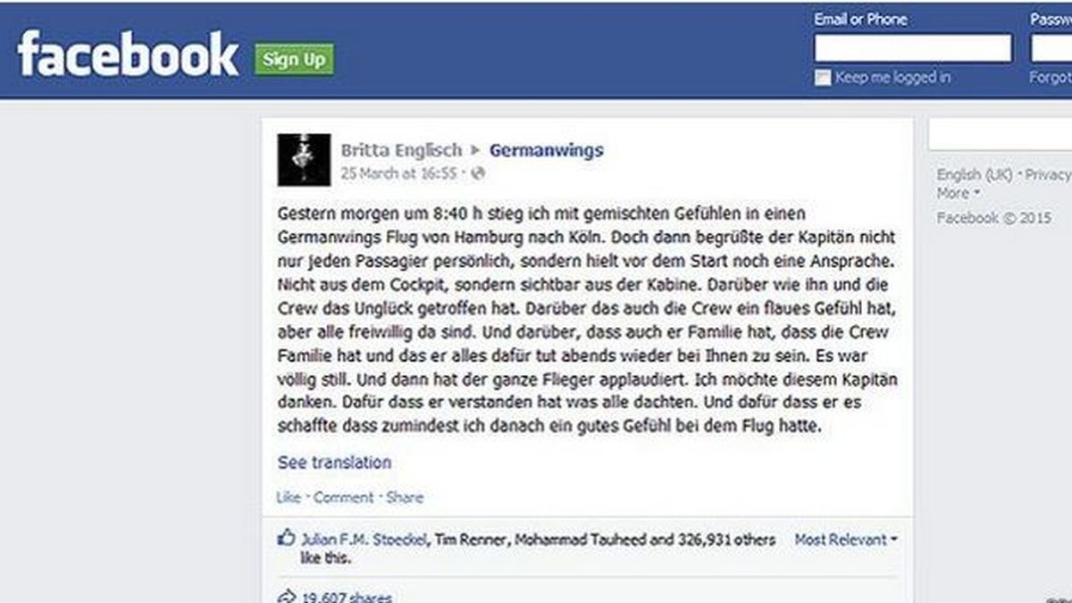 El discurso de un piloto de Germanwings que está conmoviendo en las redes sociales