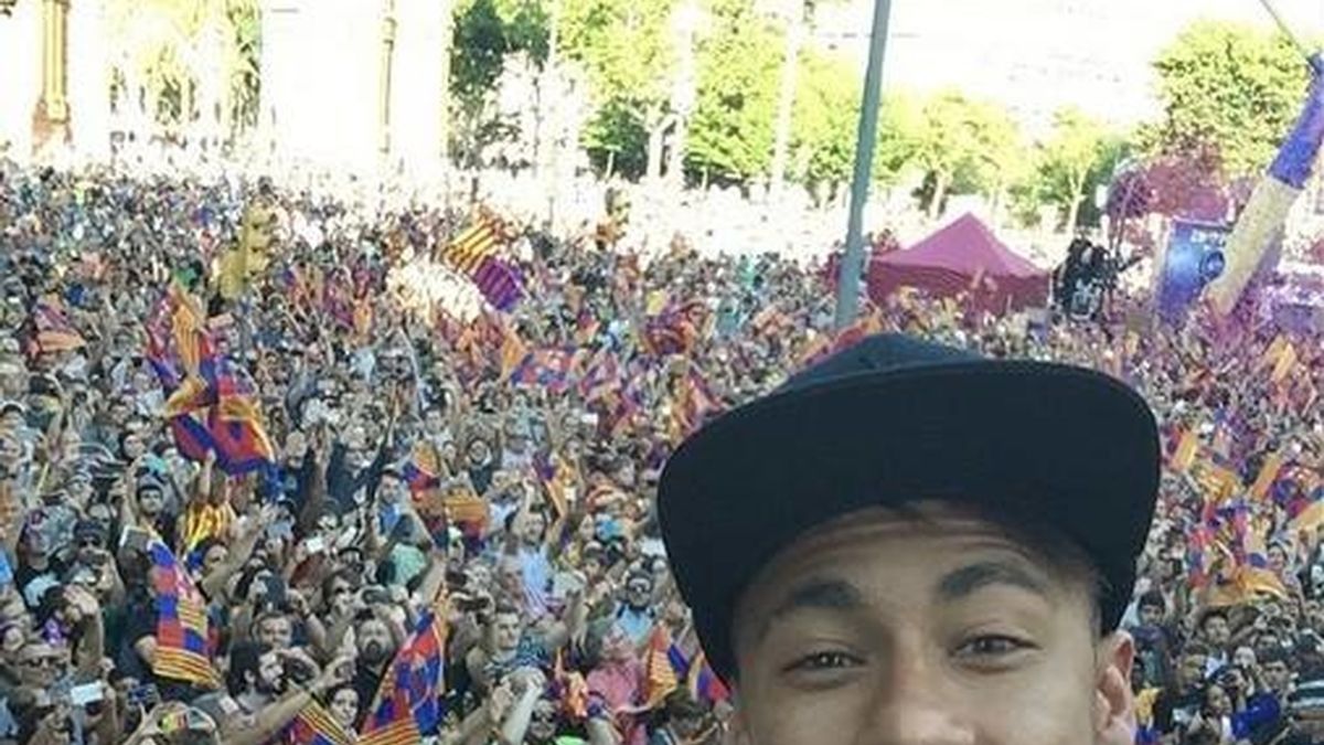 Neymar en la celebración de la 'quinta'