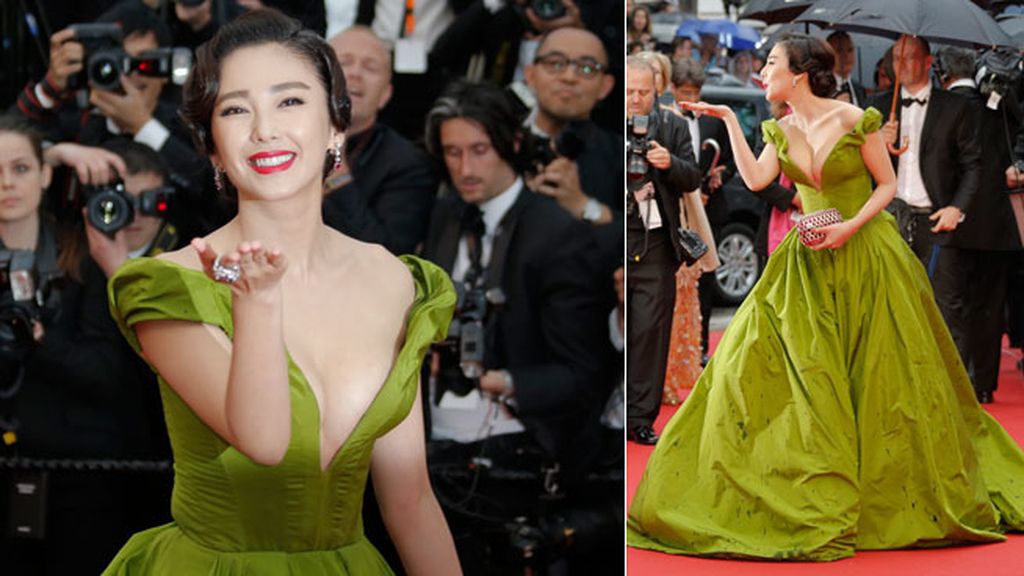 Fan Bing Bing lució un vestido verde con escote