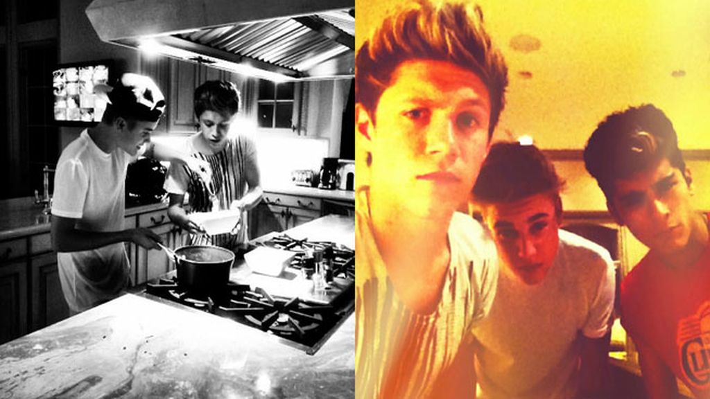 Justin Bieber cenando con los chicos de 'One Direction'