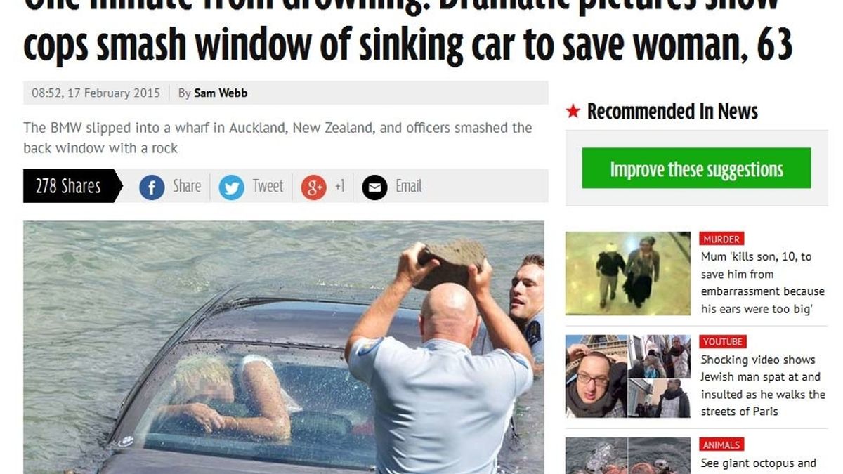 Salvan a una mujer de morir ahogada en el interior de su coche
