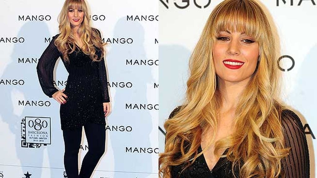 Edurne, con vestido negro de pedrería