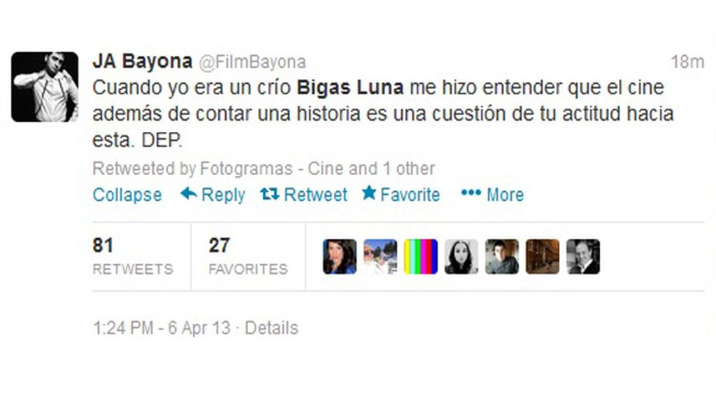 El mundo del cine homenajea a Bigas Luna en Twitter
