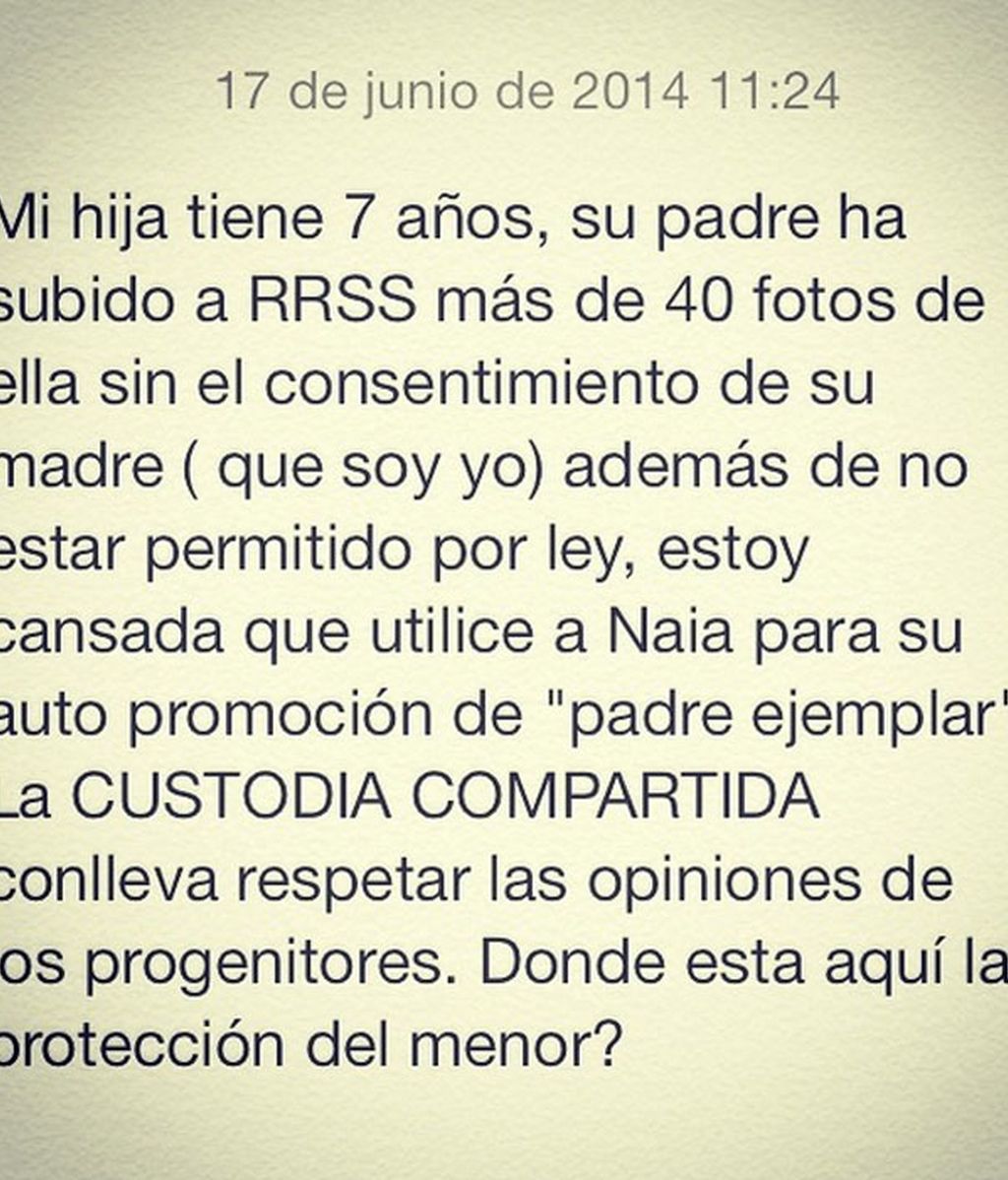 Texto de Laura Sánchez en Instagram