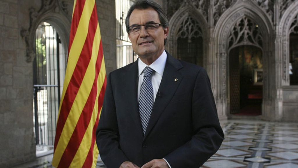 El presidente catalán, Artur Mas, pronunciando el tradicional mensaje institucional con motivo de la Diada Nacional de Cataluña